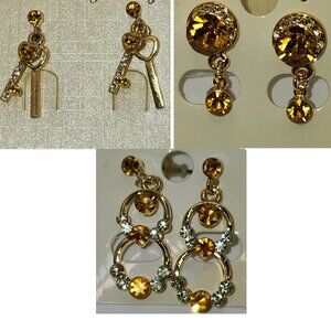NEW Lot of 10 Dangling Faux Topaz and CZ Earrings